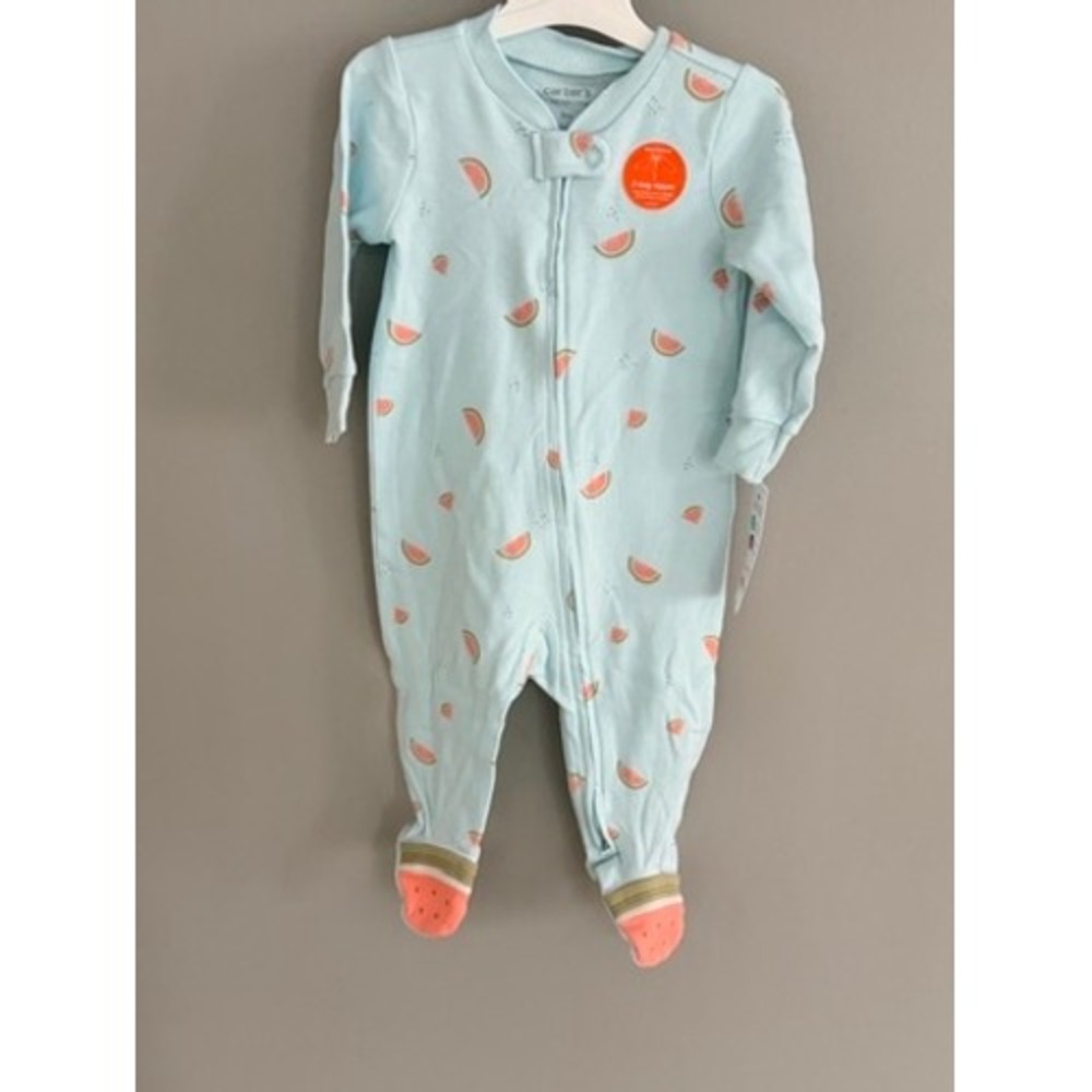 Carter's Sleep and Play Baby Girl 9M Watermelon NWT 2-Way Zip Footed Pajamas